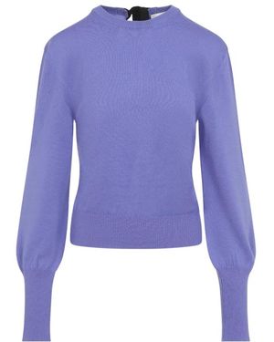 Lanvin Woll-T-Shirt-Pullover Mit Ripsband-Detail - Blau