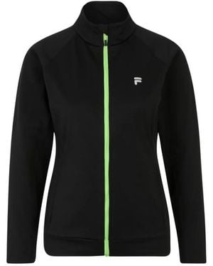 Fila Hoodies & Sweatvesten ,Zwart ,Polyester Polyester Sweatshirt Met Geribbelde Zoom En Manchetten