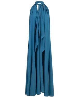 Gianluca Capannolo Blaues Seidenärmelloses Langes Kleid
