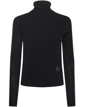 Burberry Truien & Vesten ,Zwart ,Wol Alpaca En Wol Blend Turtleneck