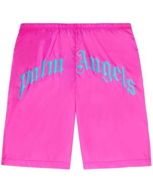 Palm Angels Fuchsia Badeanzug Mit Gebogenem Logo - Pink