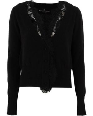 Ermanno Scervino Cropped Spitzen-Strickjacke - Schwarz