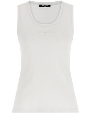 Balmain Sleeveless Tops - White
