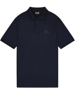 EA7 Tops ,Blauw ,Polo Van Modalmix Met Logo