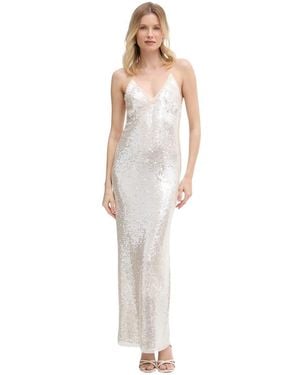 forte_forte Kleedjes ,Polyester Liquid Sequins Slip Dress - Wit