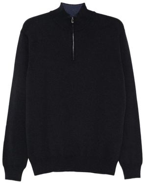 Corneliani Truien & Vesten ,Blauw ,Wol Half-Zip Trui