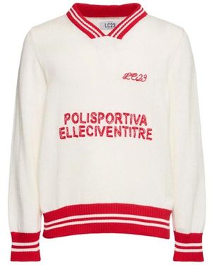 LC23 Creme Rot Sportlicher Pullover