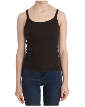 Pink Memories Elegante blusa spaghetti marrone scuro - Nero