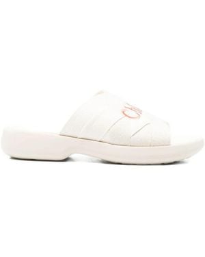 Chloé Schoenen ,Wit ,Polyester Poolette Slides
