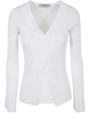 Twinset V-Neck Knitwear - White