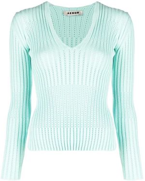Aeron Groene V-Hals Trui - Blauw