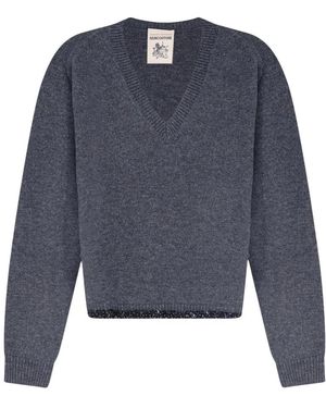 Semicouture V-Neck Knitwear - Azul