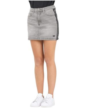 adidas Originals Adicolor 3-Stripes Denim Rok - Grijs