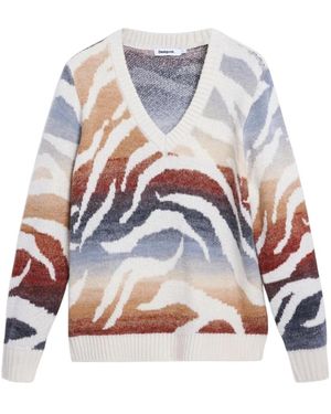Desigual V-Neck Knitwear - Wit