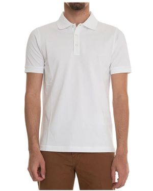Fay Strukturiertes Poloshirt Mit Logo - Weiß