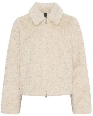 Notyz Trendy Faux Fur Jas Met Rits En Elegante Kraag - Naturel