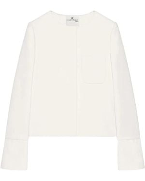 Courreges Jassen ,Wit ,Leer Satin Details Tailored Jacket