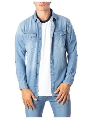 Jack & Jones Blauwe Jeans Overhemd Met Lange Mouwen