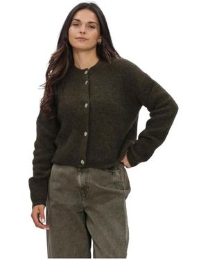 Second Female Andrea Knit Rib Ls Cardigan - Bruin