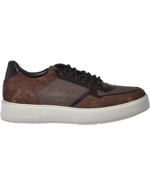 Baldinini Dark Suede Leather And Wool Trainers - Braun
