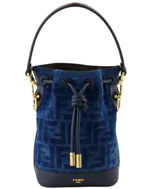 Fendi Tassen ,Blauw ,Katoen Mon Tresor Mini Bucket Bag