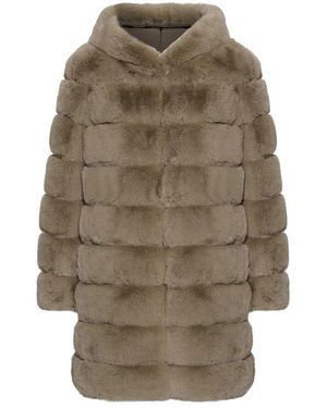 American Dreams Jassen ,Bruin ,Polyester Blake Faux Fur Jas Lang - Naturel