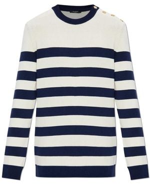 Balmain Gestreifter Muster Pullover - Blau