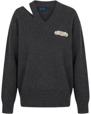 Simone Rocha Truien & Vesten ,Grijs ,V-Neck Truien