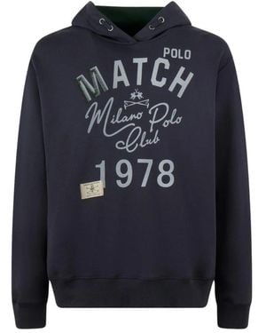 La Martina Hoodies & Sweatvesten ,Blauw ,Katoen Match Hoodie