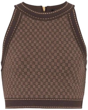 Balmain Mini Monogram Jacquard Top - Brown