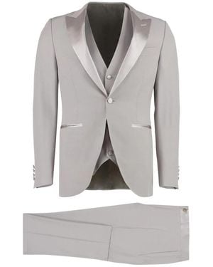 Canali Zwart-Lapel Single-Breasted Smokingjas - Grijs