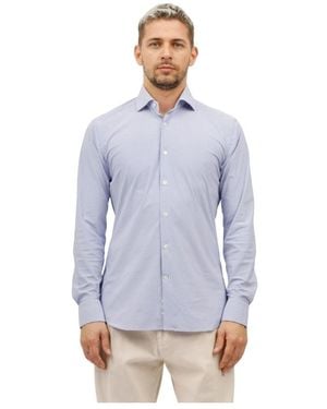 Caliban Niet-Strijk Technische Stof Overhemd - Blauw