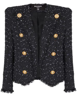 Balmain Tweed Jackets - Black