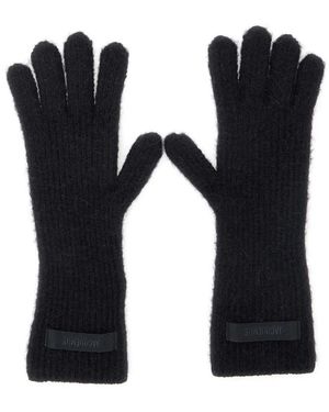 Jacquemus Accessoires ,Zwart ,Wol Zwarte Wolmix Logopatch Handschoenen