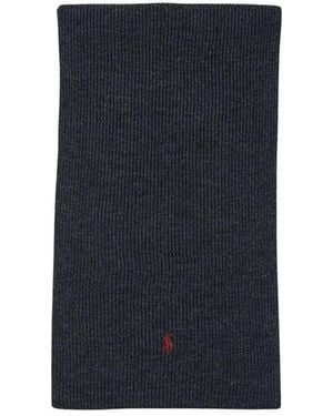 Polo Ralph Lauren Blauwe Geribbelde Gebreide Wollen Sjaal