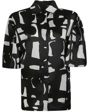 Max Mara Overhemden ,Veelkleurig ,Organza Carella Korte Mouw Blouse - Zwart
