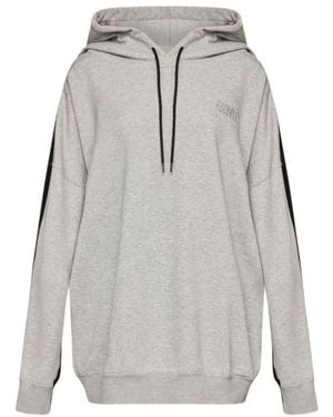 MM6 by Maison Margiela Double Front Drawstring Hoodie - Grey