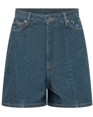 Marine Serre Denim Shorts - Blue