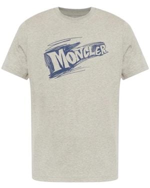 Moncler Sketch Logo Katoenen T-Shirt - Grijs