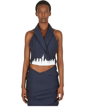 Lourdes Jassen ,Blauw ,Skyline Pinstripe Halter Top