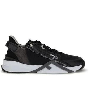 Fendi Grey Calf Leather Bos Taurus Athletic Trainers - Black