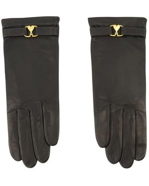 Ami Paris Zwarte Leren Hart-Handschoenen