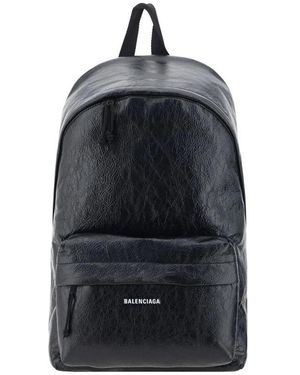 Balenciaga Tassen ,Zwart ,Leer Explorer Rugzak Met Logo Print