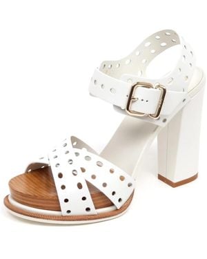 Tod's Schoenen ,Wit ,Leer Witte Sandaal Schoen Gemaakt