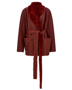 Ferragamo Ruggi Shearling Jacke - Rot