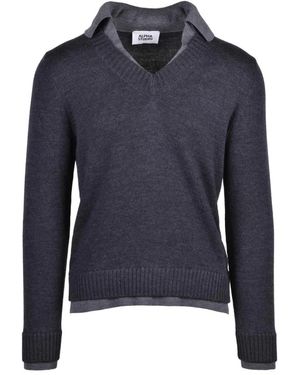 Alpha Studio V-Neck Knitwear - Blue