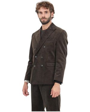 SELECTED Blazer doppiopetto marrone velluto a coste - Nero