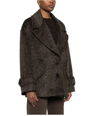 Dondup Double-Breasted Coats - Brown