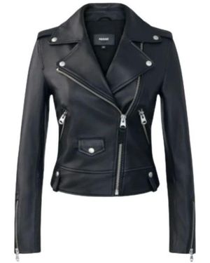 Mackage Schwarze leder bikerjacke - größe l - Blau