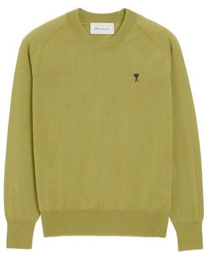 Ami Paris Round-Neck Knitwear - Verde